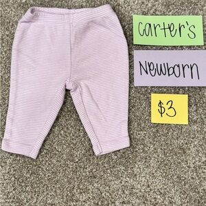 NWOT Carter's Infant Light Purple Striped Leggings, Newborn
